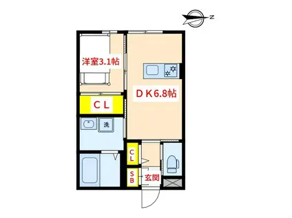 HARU7(1DK/1階)の間取り写真