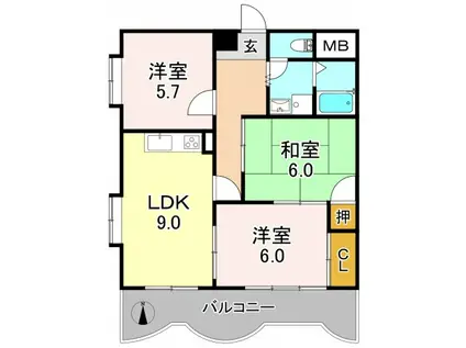 セントラルマンション太平(3LDK/7階)の間取り写真