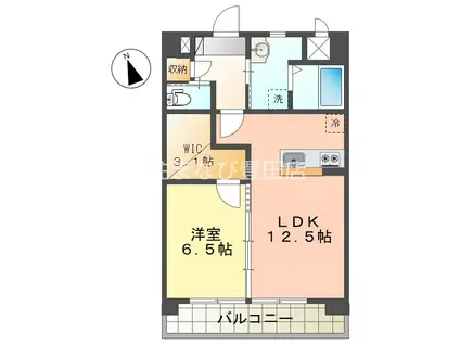 セントレア浄水(1LDK/1階)の間取り写真