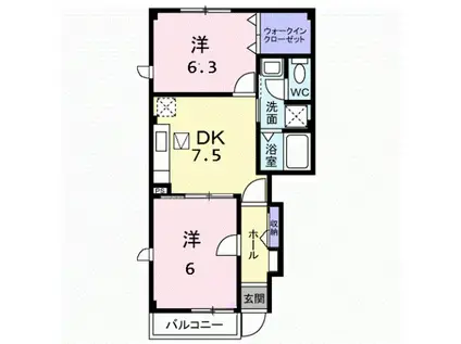 エスポワール青木A(2DK/1階)の間取り写真
