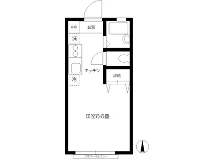 小暮コーポ国分寺(ワンルーム/2階)の間取り写真