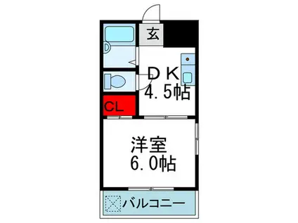 キャッスル24(1DK/2階)の間取り写真