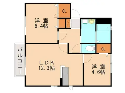 シャーメゾンエンリッチA(2LDK/2階)の間取り写真