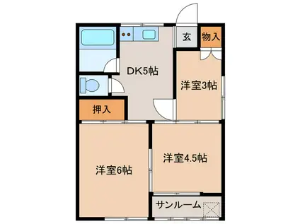 ストウハイツA(3DK/1階)の間取り写真