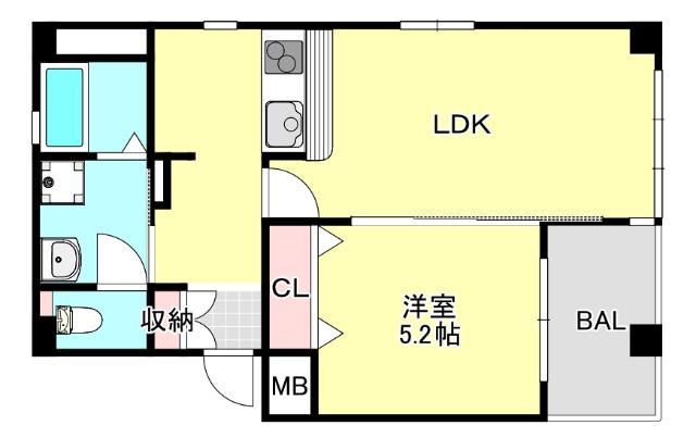 マーブルコート灘駅前(1LDK/4階)の間取り写真