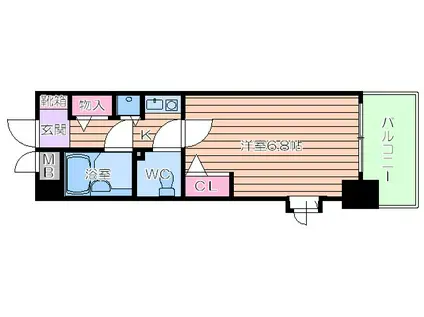 リーガル西天満(1K/6階)の間取り写真