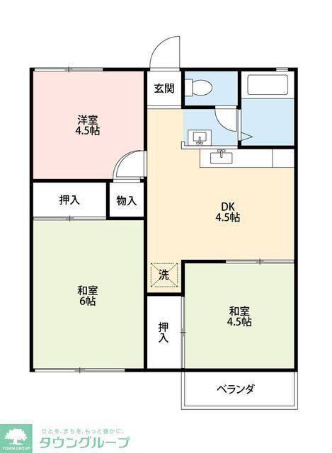 ハイツグリーンヒルB(3DK/2階)の間取り写真