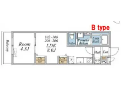 リブリ・南柏II(1LDK/1階)の間取り写真
