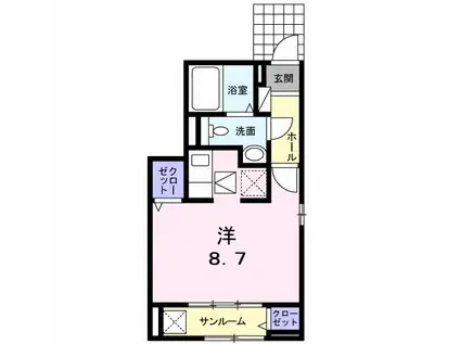 マオコリーヌ(ワンルーム/1階)の間取り写真