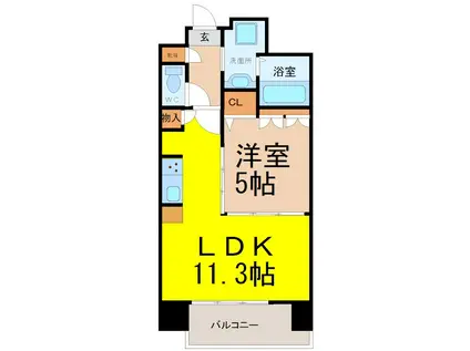 ANGELINA(1LDK/2階)の間取り写真