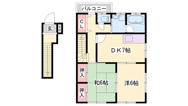 Tハイツ(2DK/2階)の間取り写真