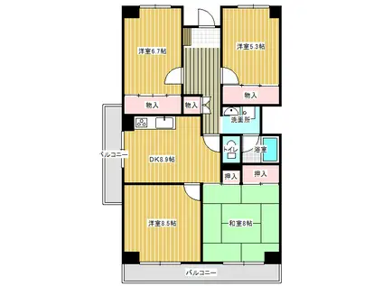 グリーンコーポ藤代I号棟(4DK/13階)の間取り写真