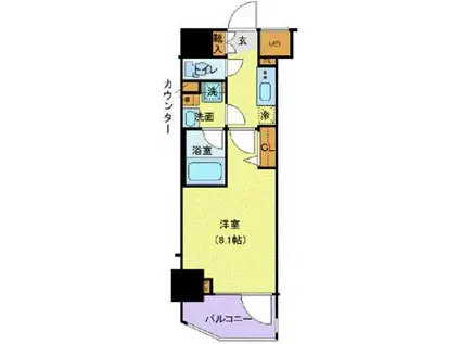 ジェノヴィア新宿御苑グリーンヴェール(1K/9階)の間取り写真