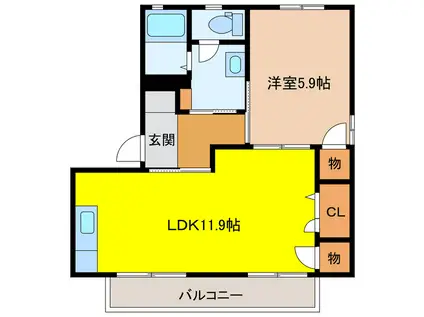 パレス シミズ(1LDK/2階)の間取り写真