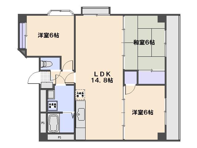 クレアテラ五日市(3LDK/8階)の間取り写真