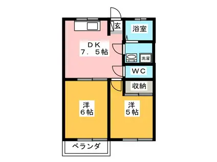 サンリバー(2DK/2階)の間取り写真