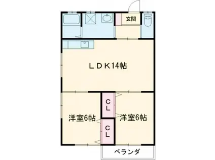 ラ・メゾン横尾(2LDK/1階)の間取り写真