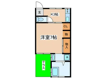 第2藤吉(1K/1階)の間取り写真