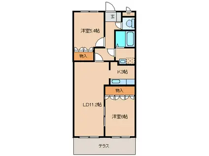 パインヒルズI(2LDK/1階)の間取り写真