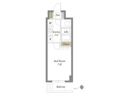 エスティメゾン麻布十番(1K/7階)の間取り写真