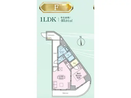目黒ミシェルヨコマエ(1LDK/4階)の間取り写真