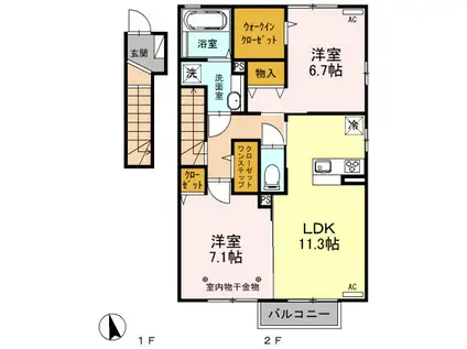 プランドール23(2LDK/2階)の間取り写真