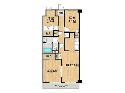 エンゼルハイム佐貫第3(3LDK/5階)の間取り写真