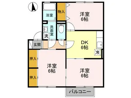 D-ROOM アースアイランド II102(3DK/1階)の間取り写真