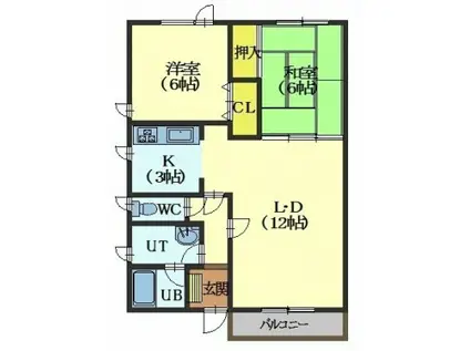 大國マンション(2LDK/1階)の間取り写真