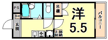 クリスタルカーサⅡ(1K/3階)の間取り写真