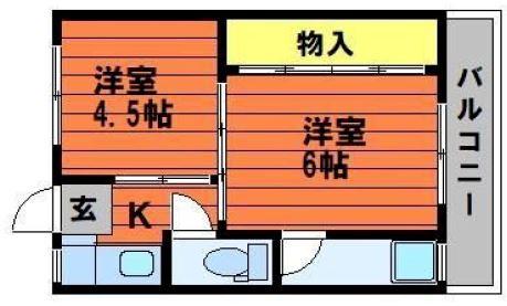 ソラーナ川辺 I(2K/4階)の間取り写真
