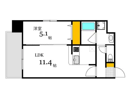 ソル高松(1LDK/5階)の間取り写真