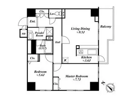 アクロス目黒タワー(2LDK/18階)の間取り写真