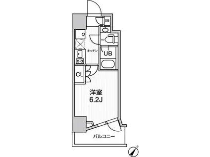 JMFレジデンス北品川(1K/13階)の間取り写真