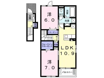 フェリーチェ・プレイス B(2LDK/2階)の間取り写真