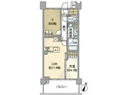 プロミライズ青葉台C棟(1SLDK/3階)の間取り写真