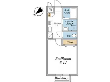 クレシェンテII公津の杜(1K/2階)の間取り写真