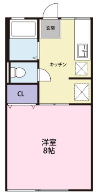 ハイム横割(1K/2階)の間取り写真