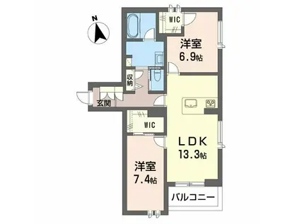 シャーメゾン ルモラ(2LDK/3階)の間取り写真