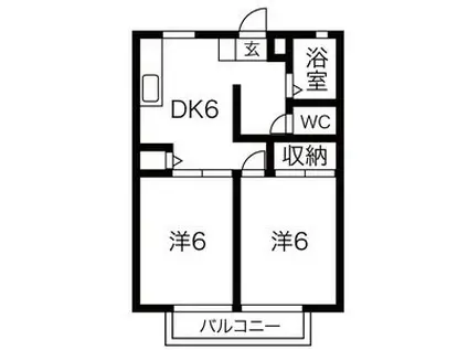 パナタウン杉ノ本C(2DK/1階)の間取り写真