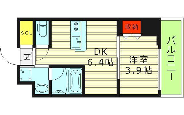 ヴィーナス今里(1DK/4階)の間取り写真