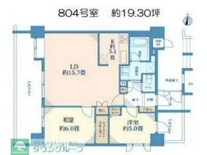 コスモ大崎ツインフォルムエクセルコート(2LDK/8階)の間取り写真