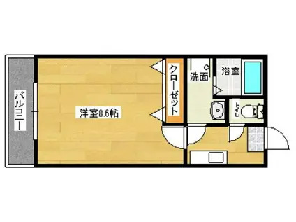 クレフラスト和白東(1K/2階)の間取り写真