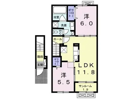 タイセイパレスA(2LDK/2階)の間取り写真