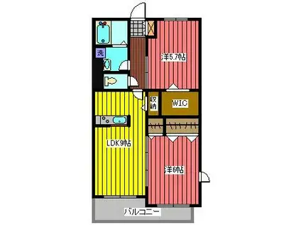 クラインガルデン(2LDK/2階)の間取り写真