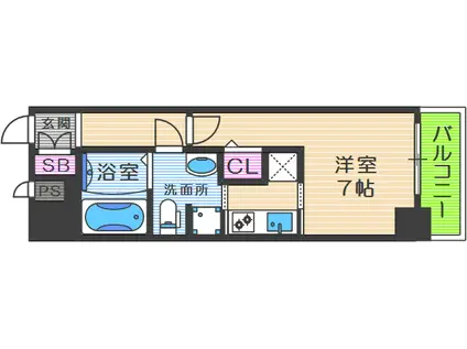 サムティ天王寺イースト(1K/8階)の間取り写真