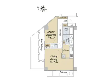 グランアルバ白山(1LDK/6階)の間取り写真