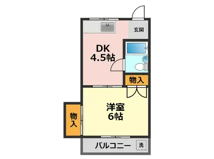 ハイム本一色(1DK/2階)の間取り写真