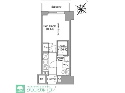 コンフォリア・リヴ横浜阪東橋(1K/2階)の間取り写真