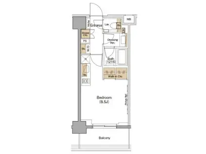 ザパークハビオ月島フロント(ワンルーム/6階)の間取り写真